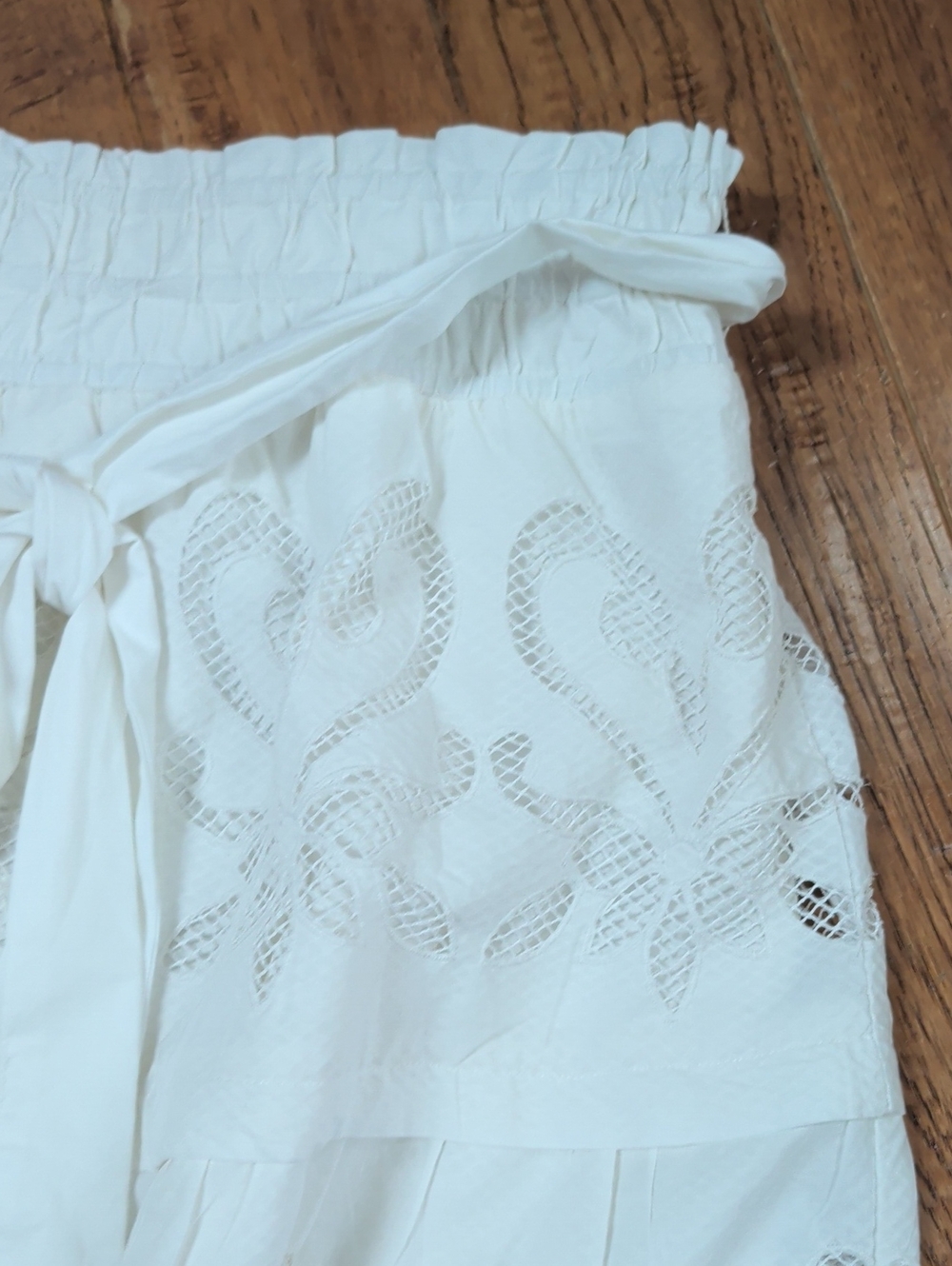 By Anthropologie Somerset Cutwork Edition White Eyelet Tie-Waist Mini Skirt - Picture 3 of 8